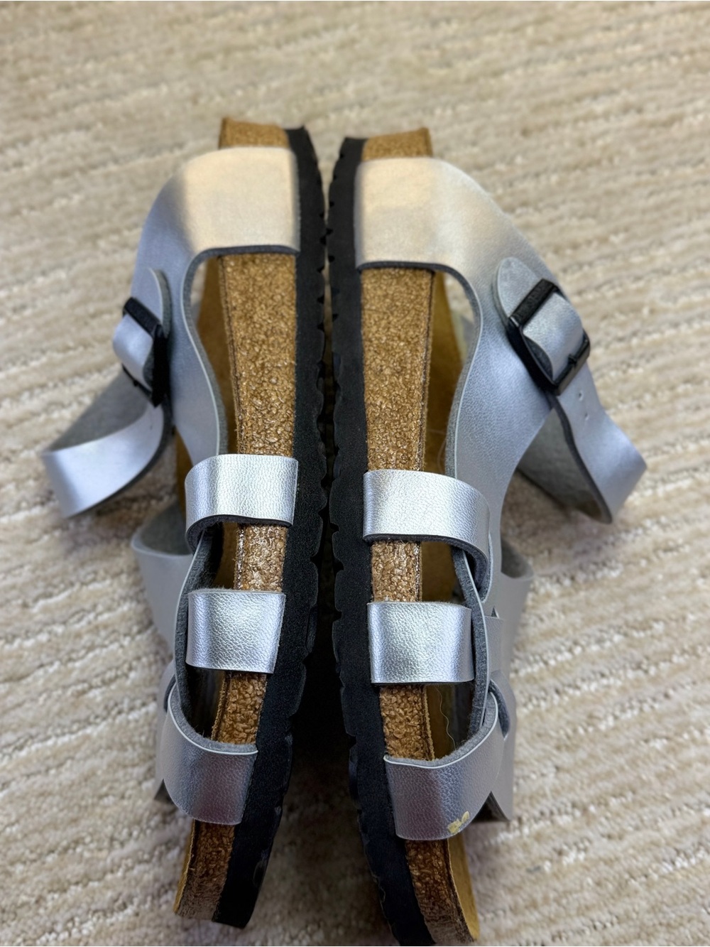 Like new Birkenstock Pisa metallic silver strap sandals - Picture 5 of 12